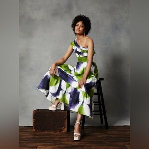 Busayo Collective One-Shoulder Tie-Dye Maxi Dress. Size 12